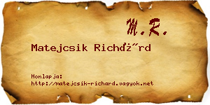 Matejcsik Richárd névjegykártya